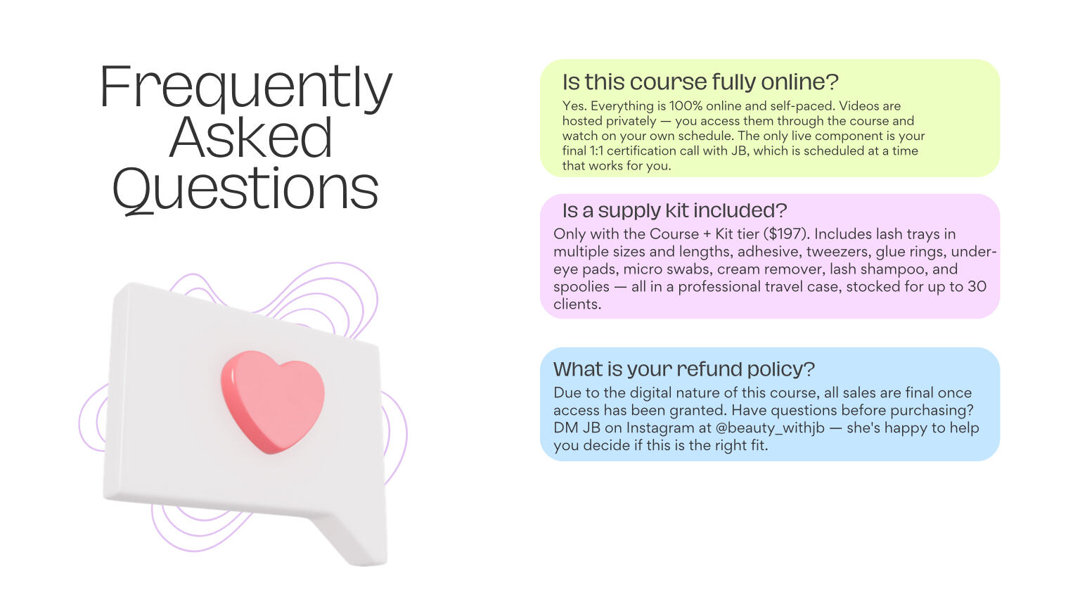 lash extension course FAQ